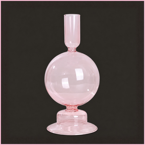 Globo Bubblegum, portavelas de vidrio soplado artesanal rosa translúcido, edición limitada Bubblegum Collection, Neiro Objects